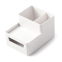 Small Makeup Brush Holder Organizer, Cosmetic Countertop,Skincare Storage for Desk, Vanity,Bathroom Counter White