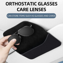 Estuche para Gafas de Coche, de Cuero, Visera para el , Soporte para Gafas, Clip para Gafas de , Tarjetero, Almacenamiento Interior Universal B
