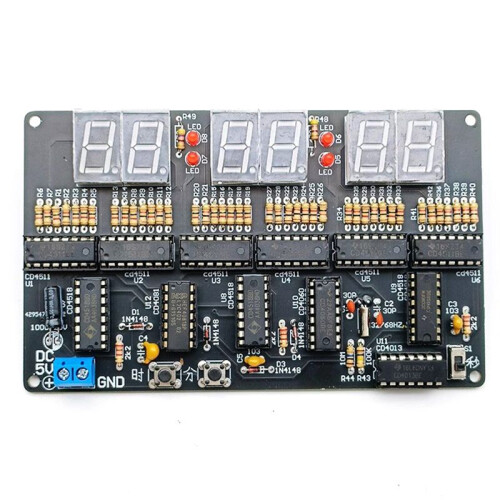 4.5V-5.5V 6-Bit Digital Circuit Clock Kit, Electronic Clock Teaching and Practical Training, Welding and DIY Parts 1