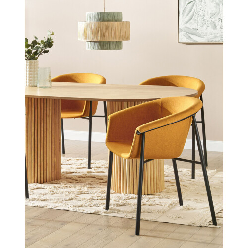 Beliani Set of 2 Dining Chairs AMES Fabric Orange 1