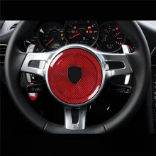 Autocollants de Couverture de Garniture de Logo D'Anneaux de Volant en Fibre de Carbone VéRitable pour 911 Cayenne Boxster 2008-2016