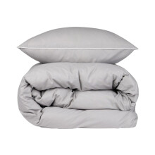(Single, Grey) Vinga Marston Organic Cotton Duvet Cover Set