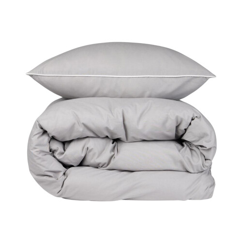 (Single, Grey) Vinga Marston Organic Cotton Duvet Cover Set