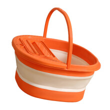 Bain de pieds pliable orange et blanc 39,5 x 34 x 19 cm