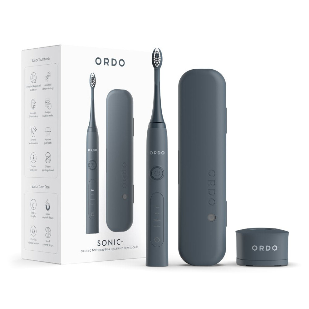 Ordo Sonic+ Electric Toothbrush With Usb Charging Travel Case Grey 5060640671447