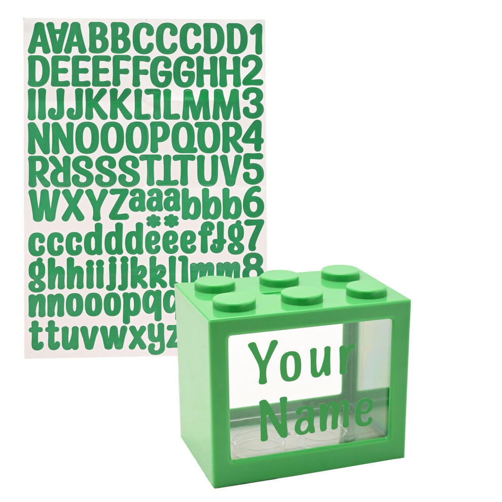 Celebrations (One Size, Green) Bank Blox Personalisable Alphabet Money Pot Set