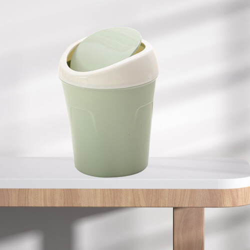 Mini-Plastik-Desktop-Mülleimer Grüner Schwenkdeckel 2