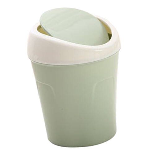 Mini-Plastik-Desktop-Mülleimer Grüner Schwenkdeckel