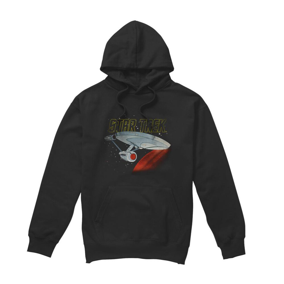 Star Trek (S, ) Mens Enterprise Retro Hoodie Black