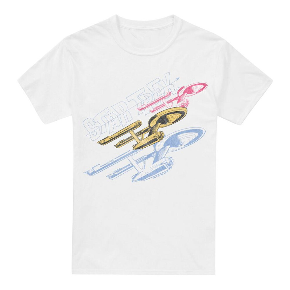 Star Trek (3Xl, ) Mens Tri Enterprise Retro T-Shirt White