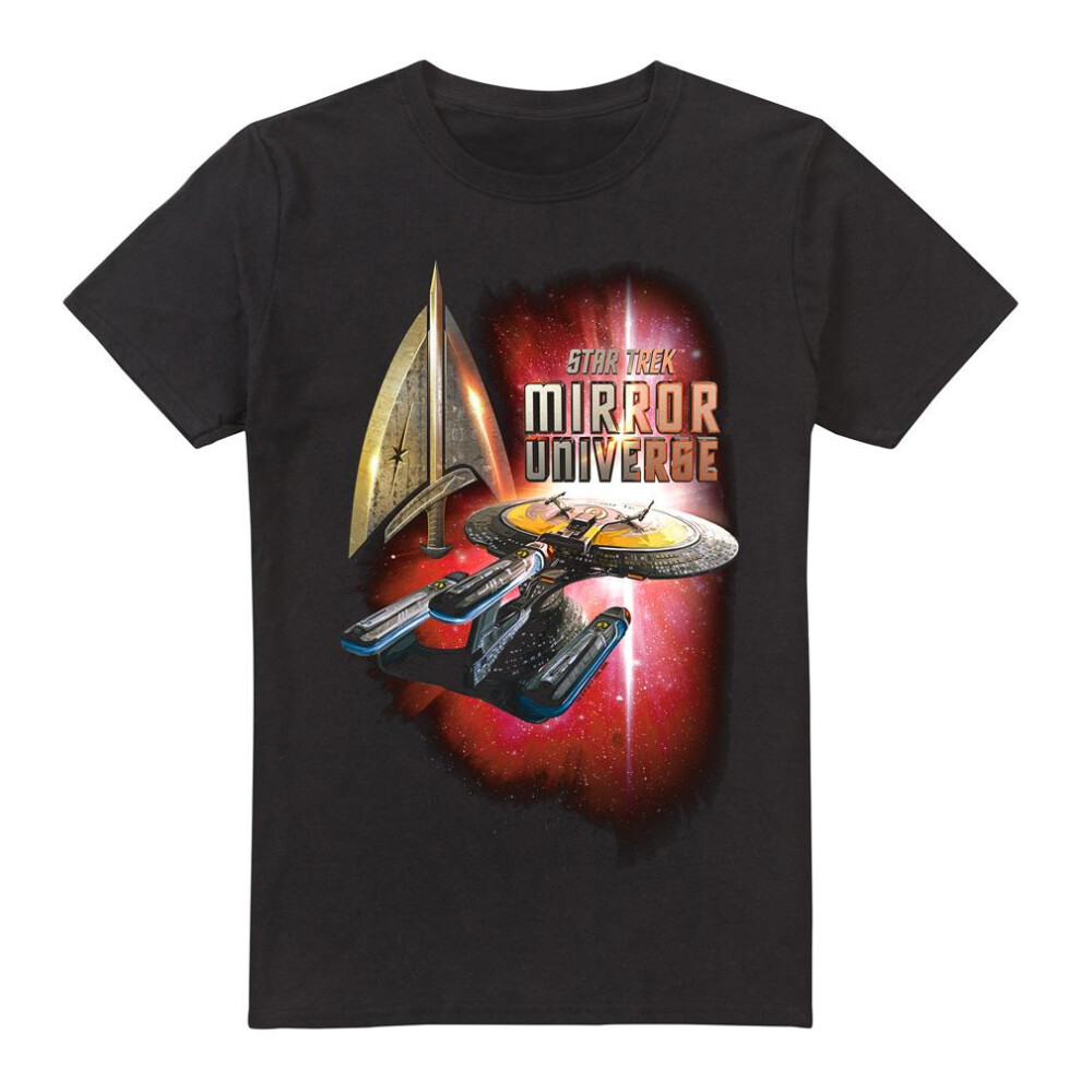 Star Trek (S, ) Mens Mirror Enterprise T-Shirt Black