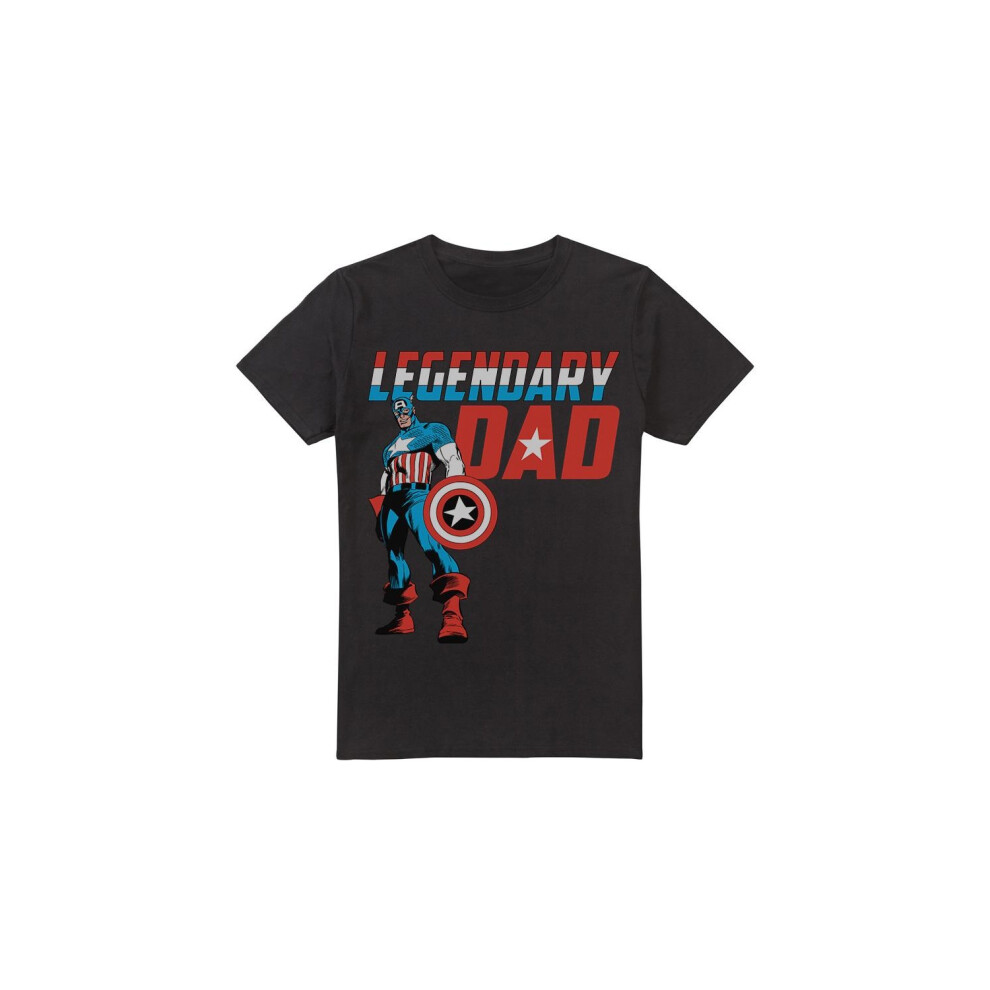 Captain America (Xl, Black) Mens Legendary Dad T-Shirt
