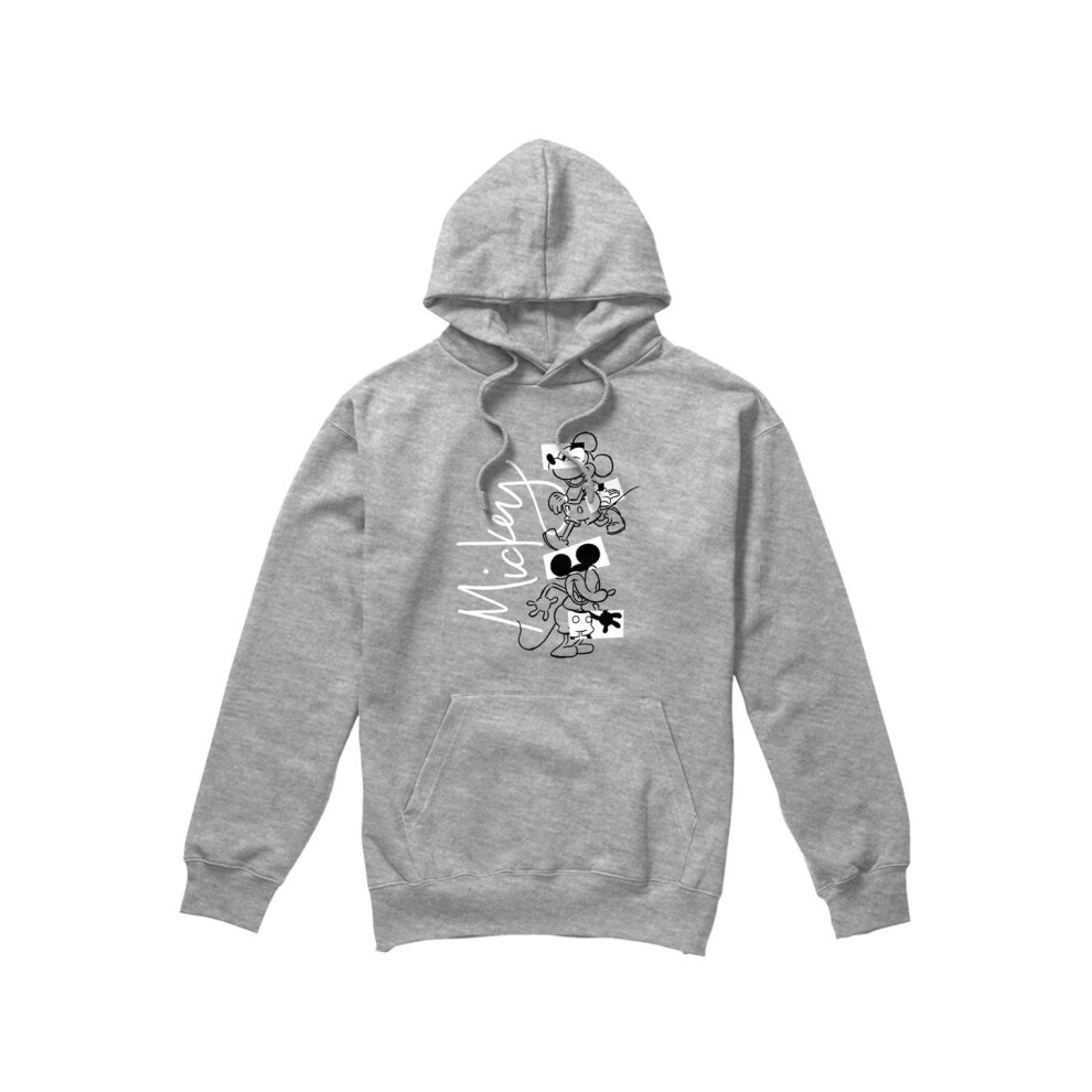 Disney (L, Sport Heather) Mens Mickey Mouse Geometric Shapes Hoodie Multicoloured