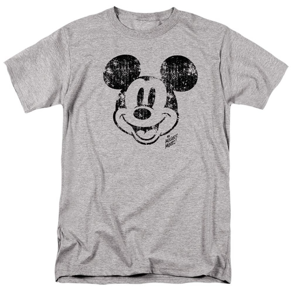 Disney Mens Mickey Mouse Distressed Face T-Shirt