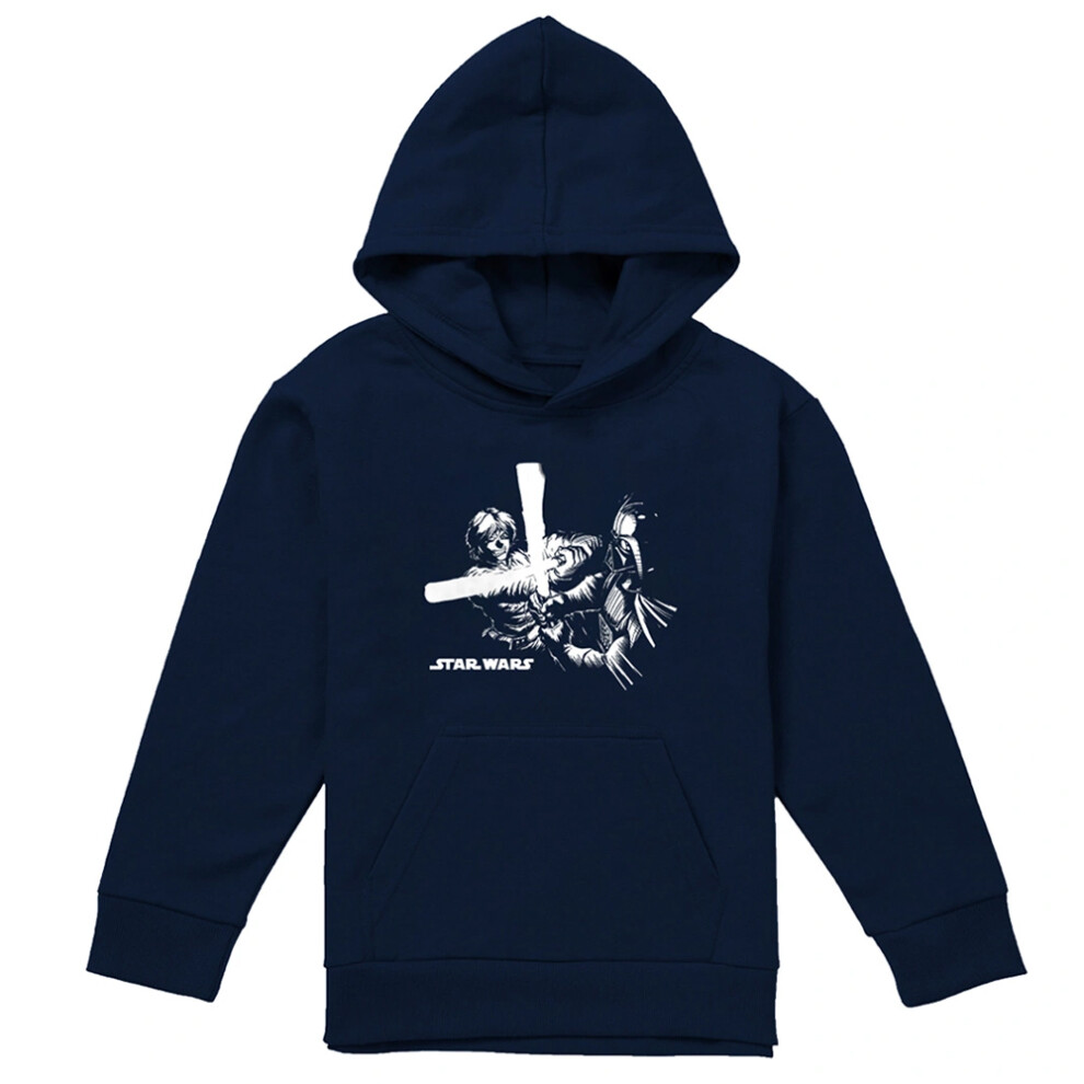 Star Wars (12-13 Years, Navy) Childrens/Kids Lightsaber Fight Manga Hoodie