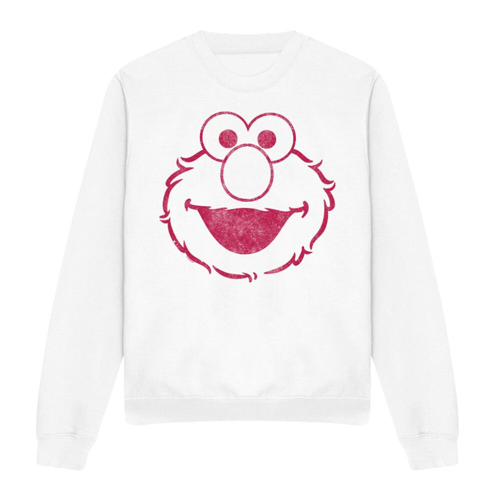 Sesame Street (S, ) Unisex Adult Elmo Mono Sweatshirt White