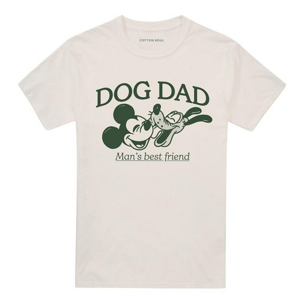 Disney (3Xl, Natural) Unisex Adult Dog Dad Man's Best Friend Mickey & Pluto T-Shirt