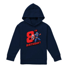 (7-8 Years, Navy) Captain America Childrens/Kids 8th Birthday Pull Over Hoodie