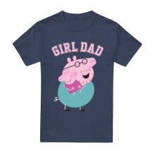(M, Heather Navy) Peppa Pig Unisex Adult Girl Dad Daddy Pig Heather T-Shirt