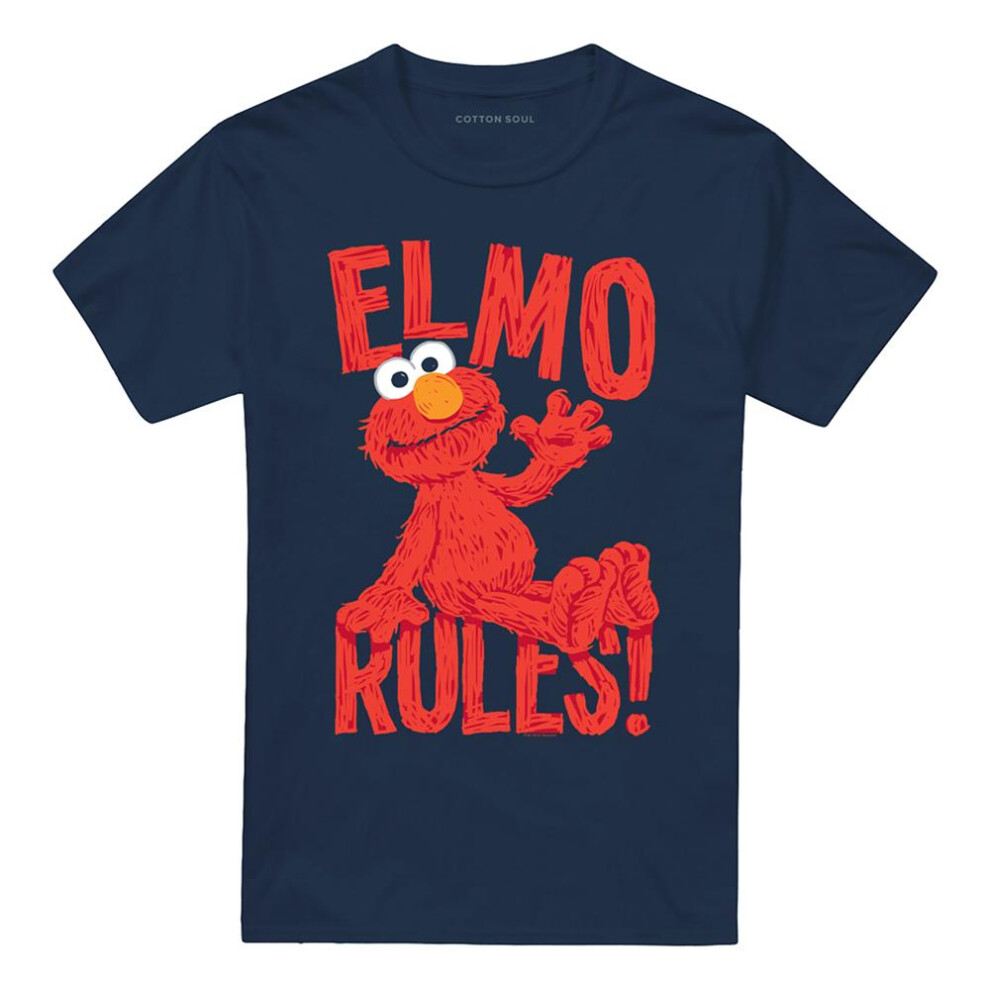 Sesame Street (Xxl, Navy) Unisex Adult Rules Elmo T-Shirt