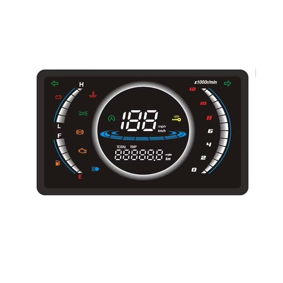12V Universal Adjustable Led Digital Motorcycle Speedometer Rpm Dashboard With Temperature Gear Black 4711613442519