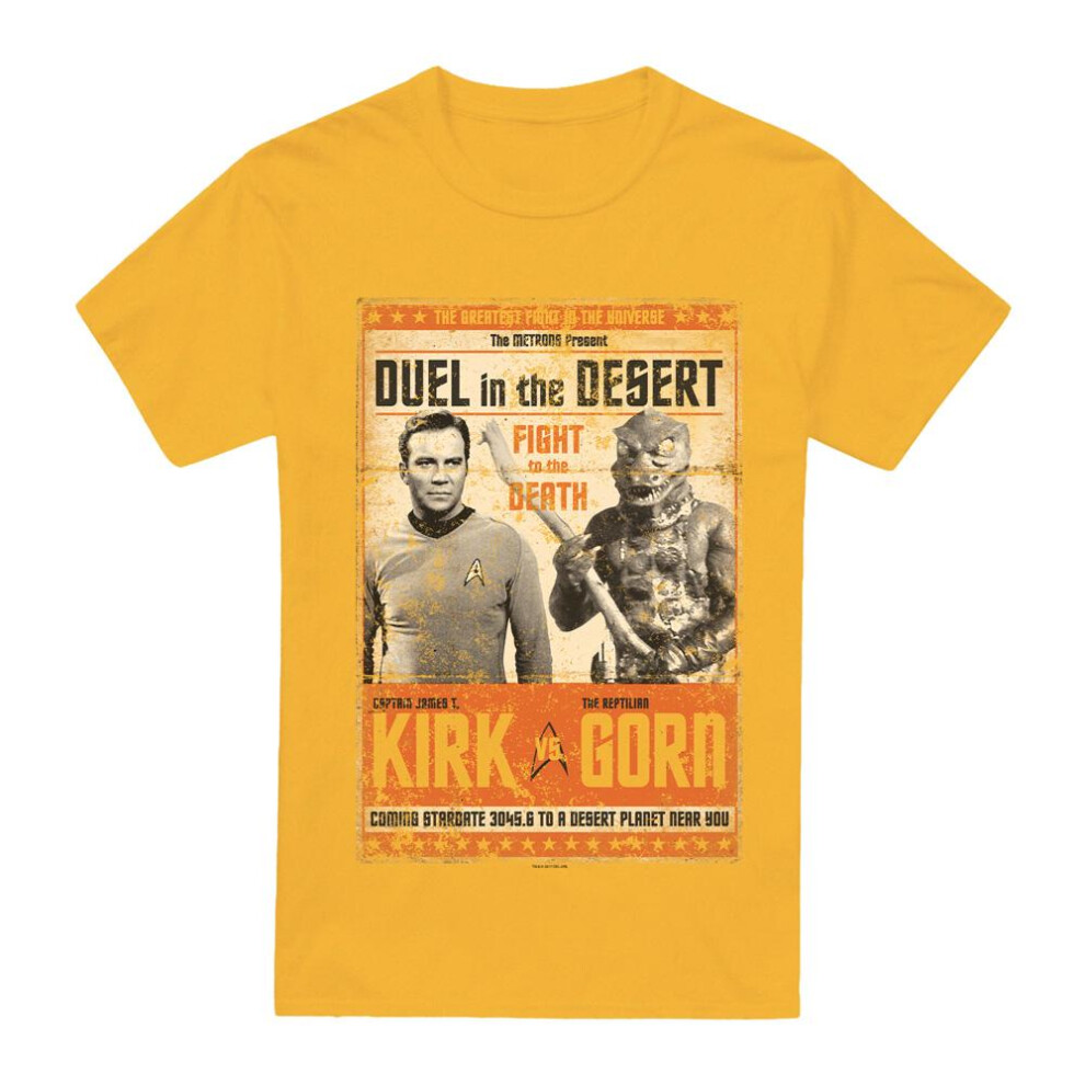 Star Trek (L, ) Mens Duel In The Desert T-Shirt Gold