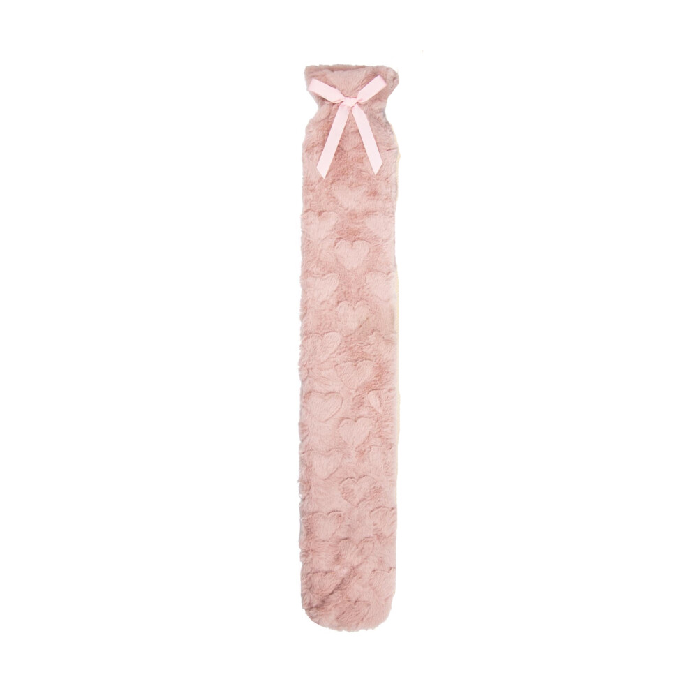 K Collection Pink (One Size, ) Heart Extra Long 2L Hot Water Bottle And Cover