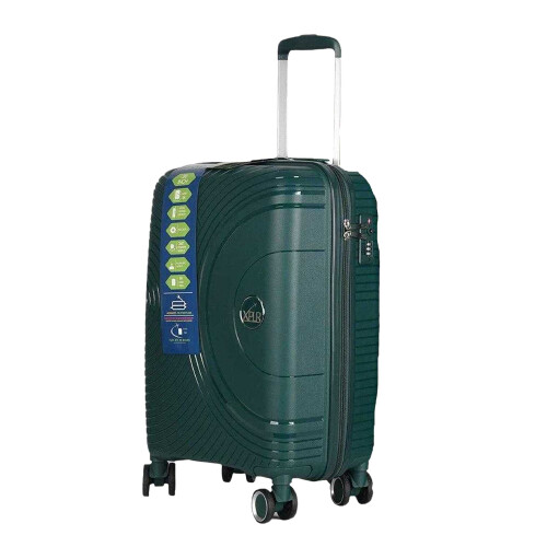 (One Size, Green) XPLR Polypropylene Lightweight Hardshell 8 Wheeled Suitcase (Pack of 3)