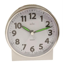 Acctim Micah Round Mid Sized Bedside Quartz Alarm Clock in Silver - 16477