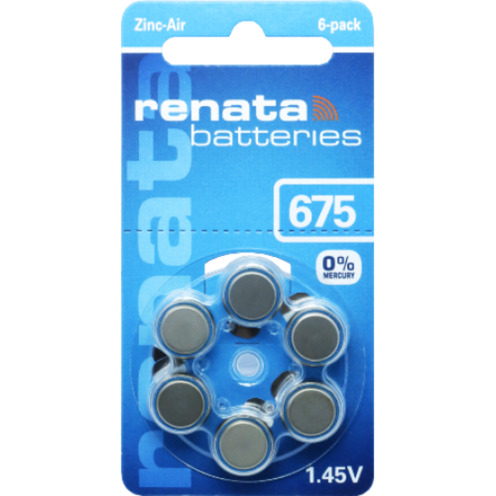 Renata 675 Za Hearing Aid Batteries Pk6