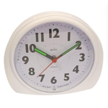 Acctim Jefferson Silent Sweep, Crescendo and Light features Bedside Alarm Clock in White - 16482
