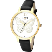 Limit Ladies Fashion Secret Garden Gold Case with White 3D Butterfly Dial Leather Strap Watch 6283