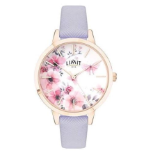 Limit Ladies Fashion Secret garden Pink & White Floral Dial Purple leather strap watch 60022