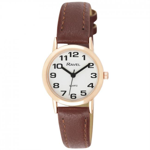 Ravel Ravel Ladies Basic White Dial Brown Leather Strap Watch R0105.42.2A