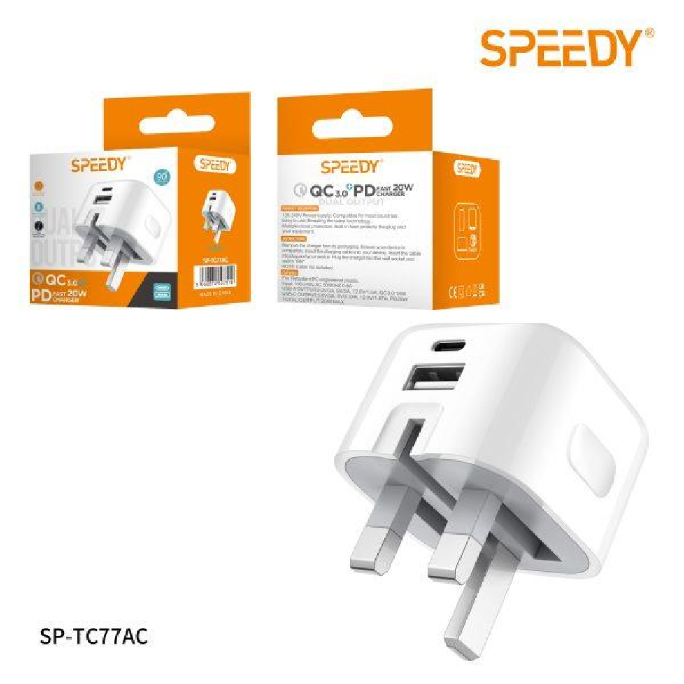 Ven-Dens Usb Type-C+Pd 20W Fast Charger Folding Plug 5056594113980