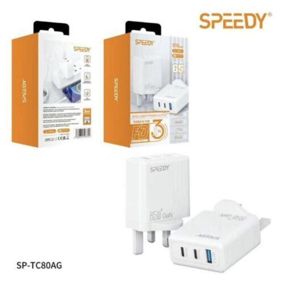 Ven-Dens 65W Gan Charger Usb & Type-C 3 In 1 Multi Port Charger Plug 5060674508702