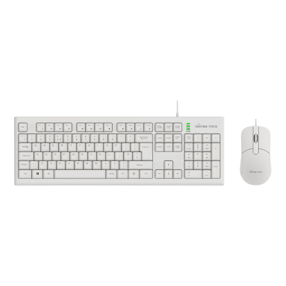 Panther Force Wired Keyboard & Mouse Set - Pf290 White