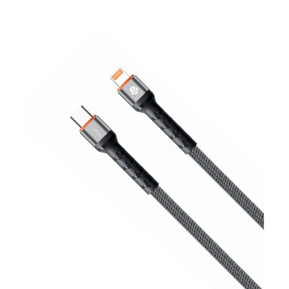 Wyeflow 27W Superstrand Braided Usb-C To 8-Pin Charging & Data Cable 1M Grey/Orange 5061008654331