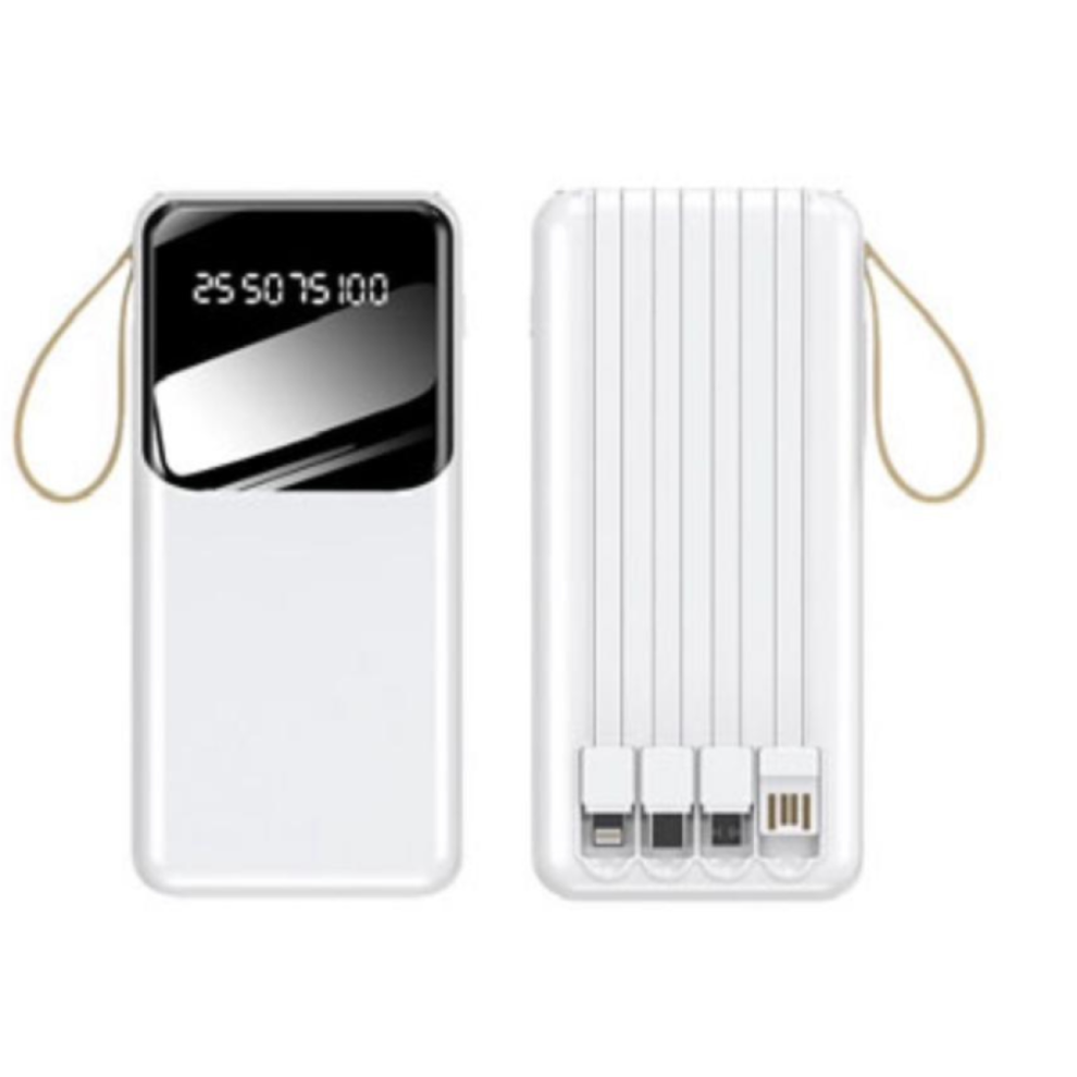 Wyeflux 10000Mah Portable Power Bank With Built-In Cables And Led Lights 5061008655789