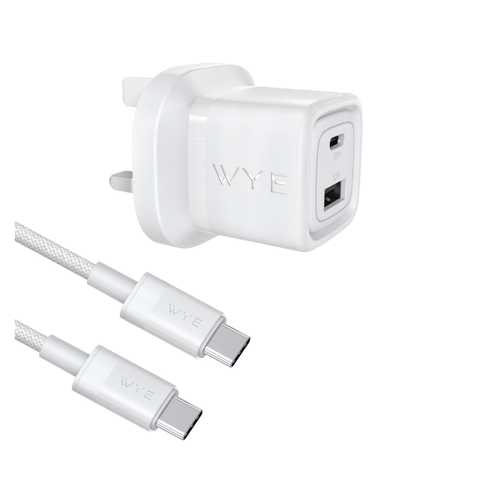 Wyeflux 32W Dual Port Usb-C & Usb-A Charging Kit With Usb-C To Usb-C Cable (Gan Iii) 5061008658117