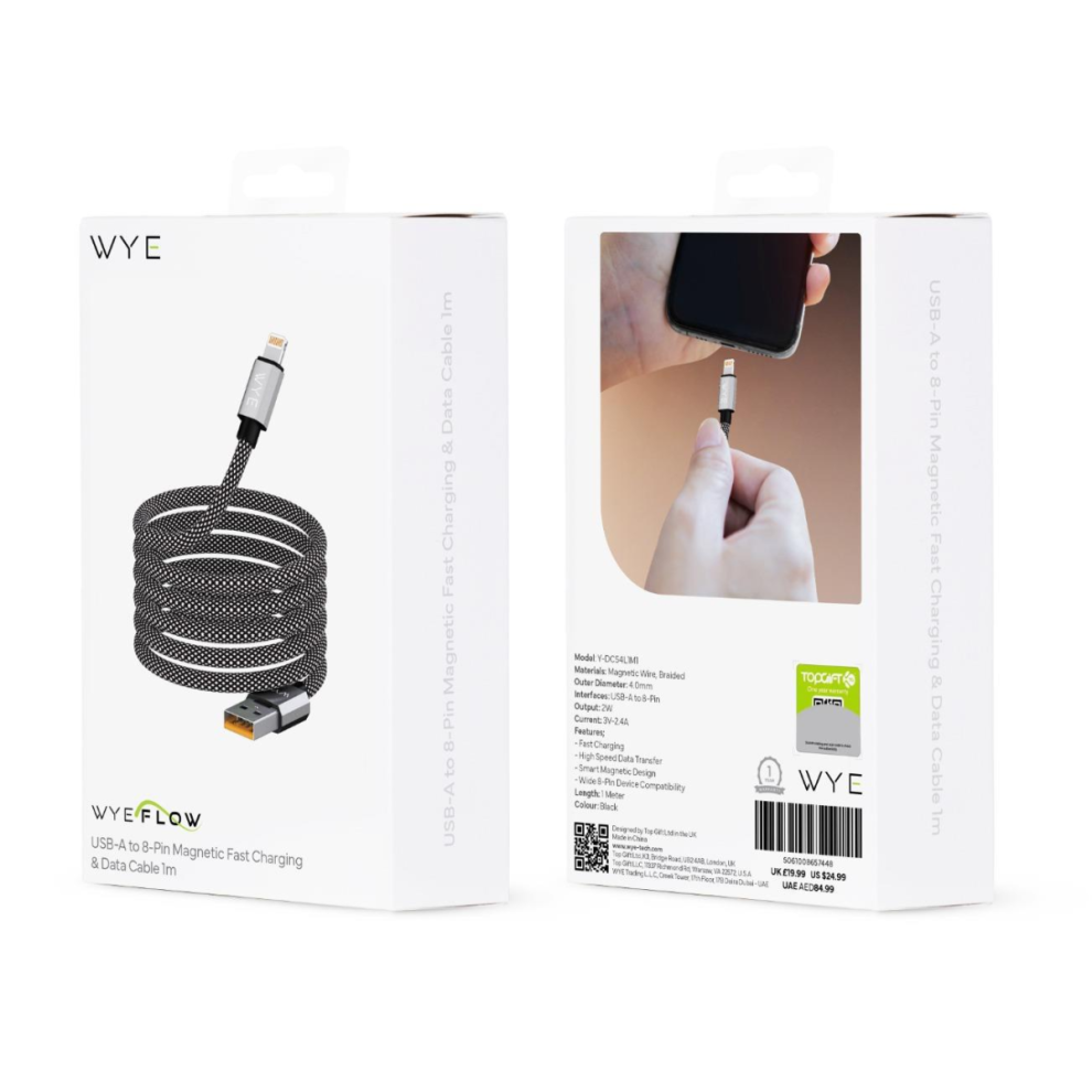 Wyeflow Usb To 8 Pin Magnetic 12W Fast Charging & Data Cable 1M 5061008657448