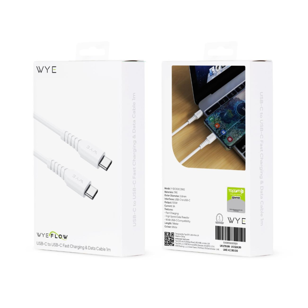 Wye Usb-C To Usb-C Fast Charging & Data Cable 1M 5063556007829