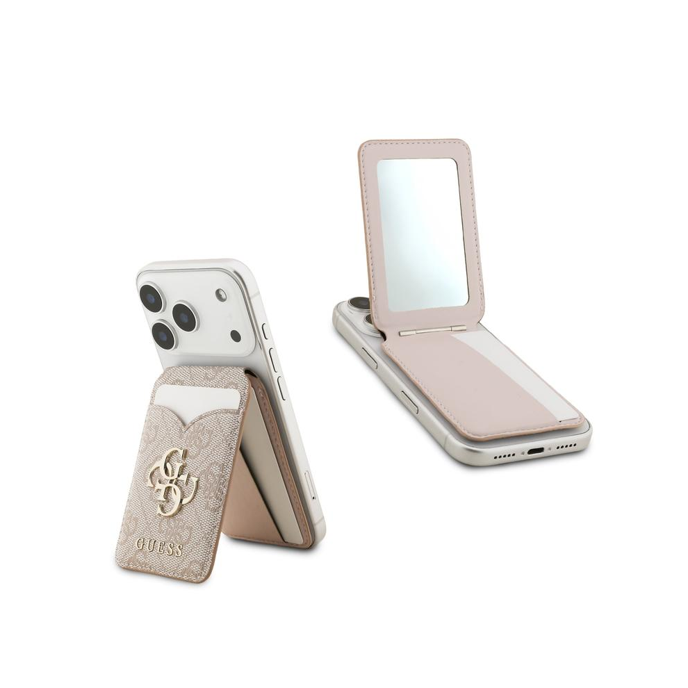Guess 4G Big Metal Logo Magnetic Card Holder with Stand and Mirror Pink - GUWMSMIP4GP