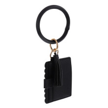 Schwarze Damen Handtasche Mit Quaste, PU Leder Armband