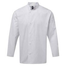 (5XL, White) Premier Mens Essential Long-Sleeved Chef Jacket