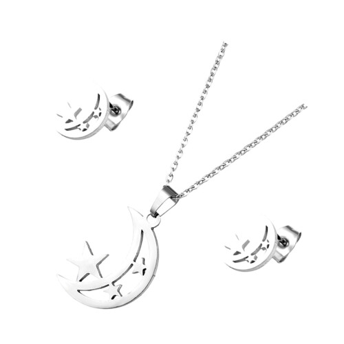 2Sets Schmuckset Damen Halskette Ohrstecker Silber 1