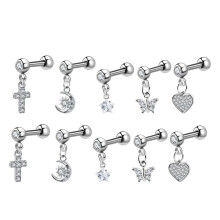 40Pièces Boucles D'oreilles Argentées Acier Inoxydable Piercing