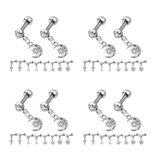 40Pièces Boucles D'oreilles Argentées Acier Inoxydable Piercing 1