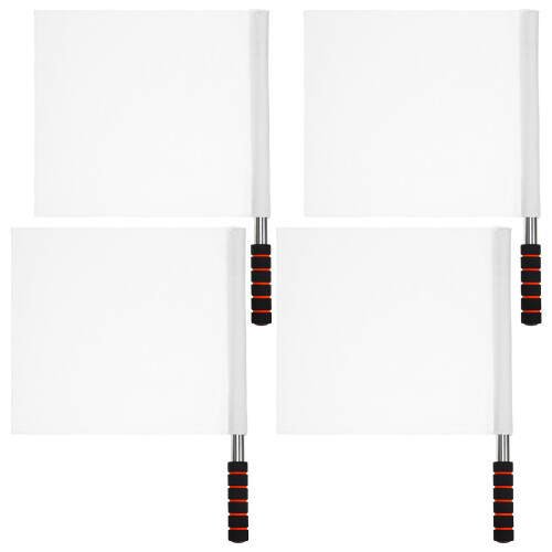 20Pcs Handheld White Referee Flags for Sports Match with Durable Poles
