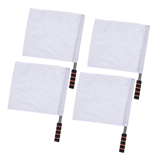 20Pcs Handheld White Referee Flags for Sports Match with Durable Poles 1